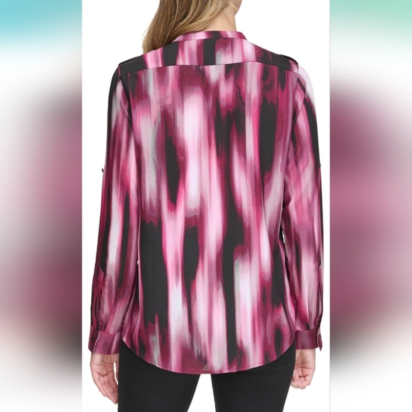 Nwt! Calvin Klein Women's Sportswear Roll Sleeve Top plus size - Picture 3 of 4